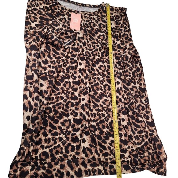 PLOKNRD Women's Plus Size Leopard Blouse Short Sleeve With Pockets Size 22W - Picture 9 of 9